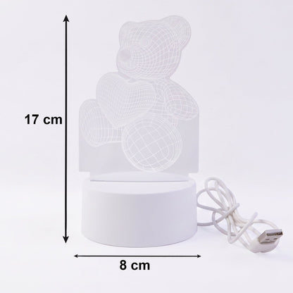 3D Teddy Bear LED Night Lamp – Soft LED Desk Light with Heart Design (1 Pc)