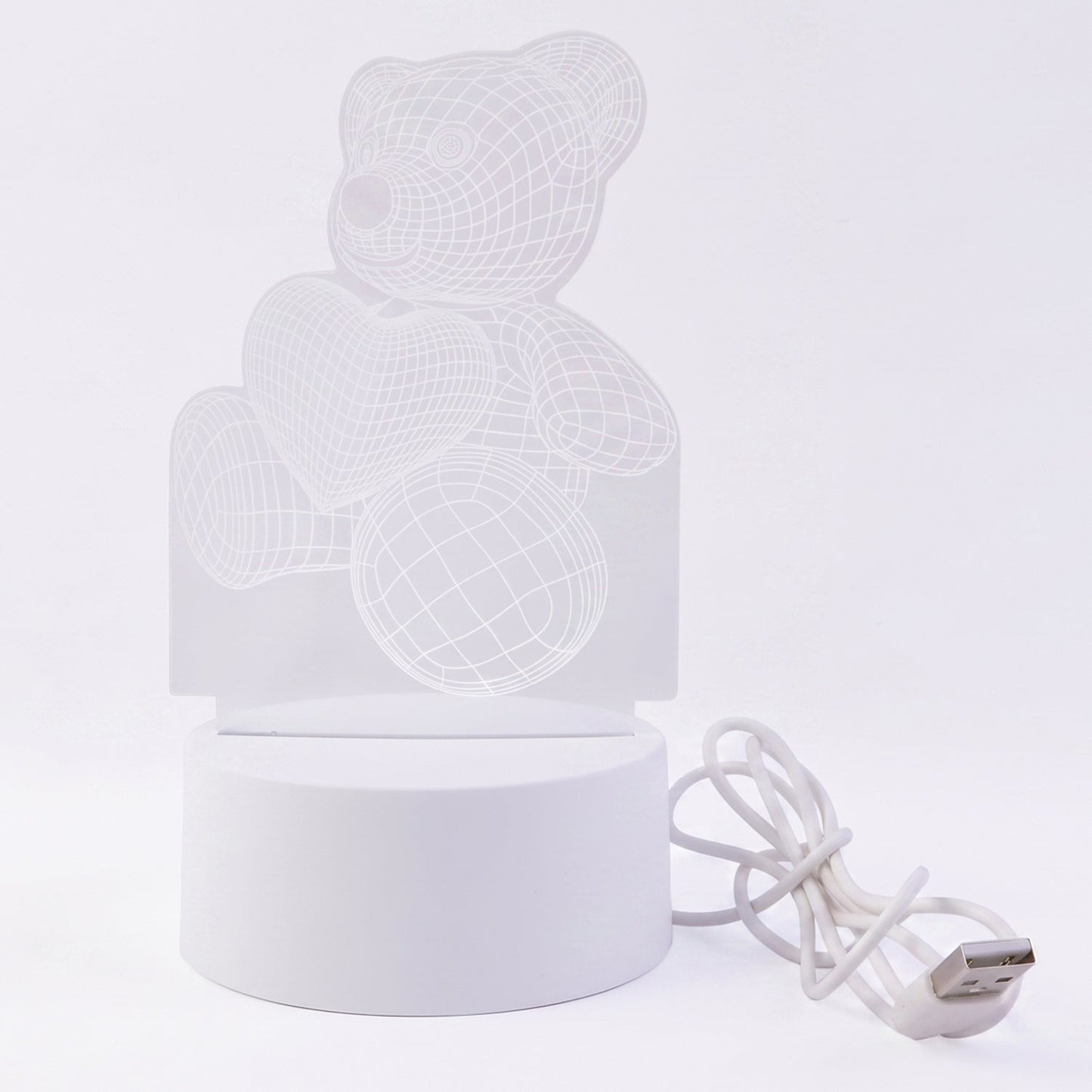 3D Teddy Bear LED Night Lamp – Soft LED Desk Light with Heart Design (1 Pc)