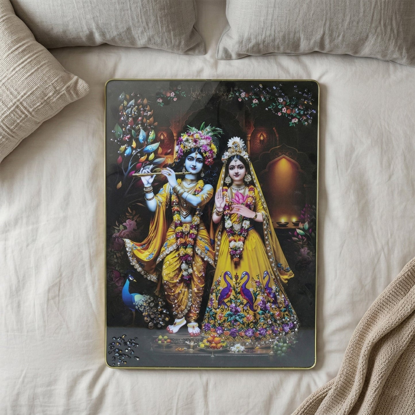 Premium Radha Krishna Decorative Wall Frame (1 Pc, 60x45 Cm)