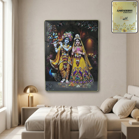 Premium Radha Krishna Decorative Wall Frame (1 Pc, 60x45 Cm)