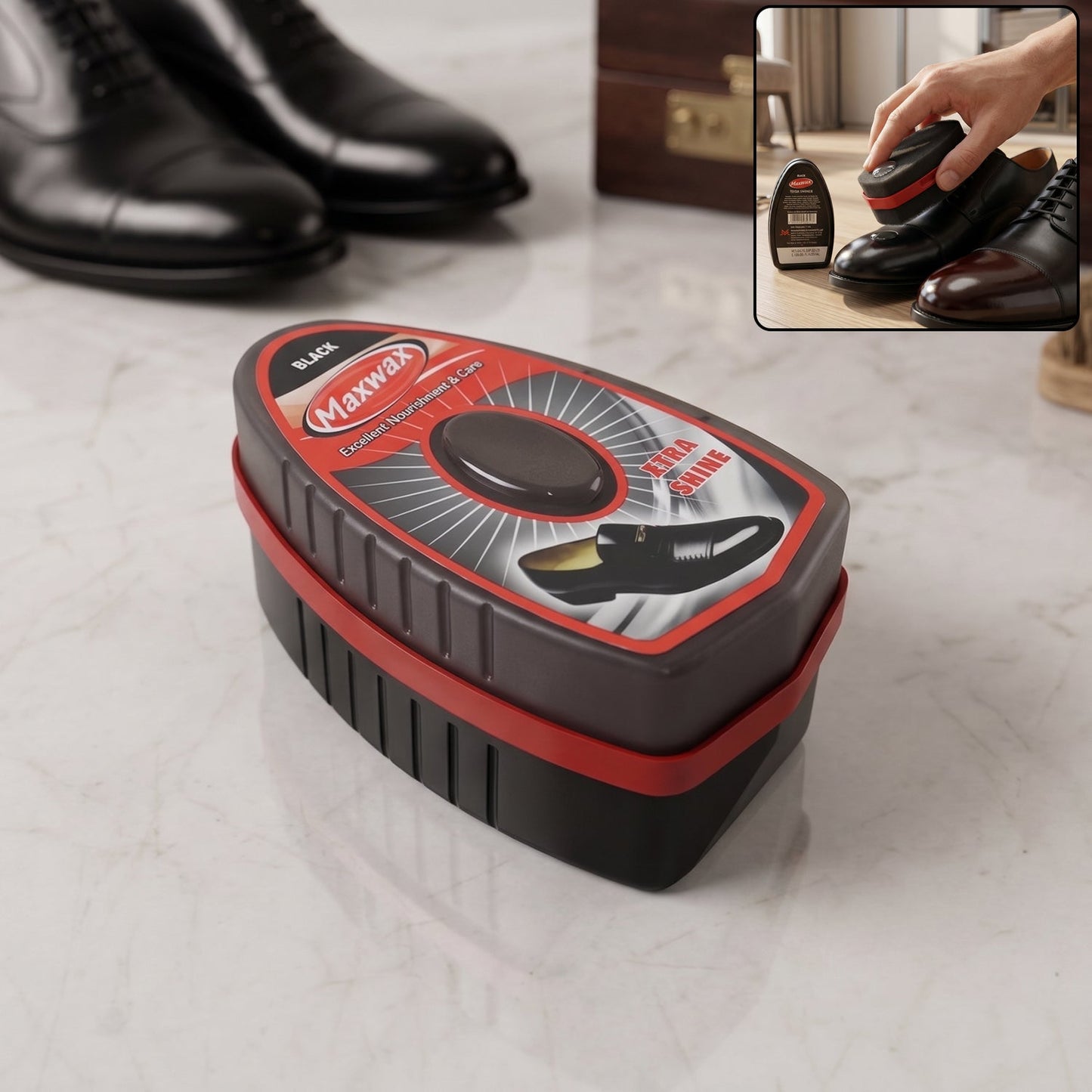 black instant shoe shiner