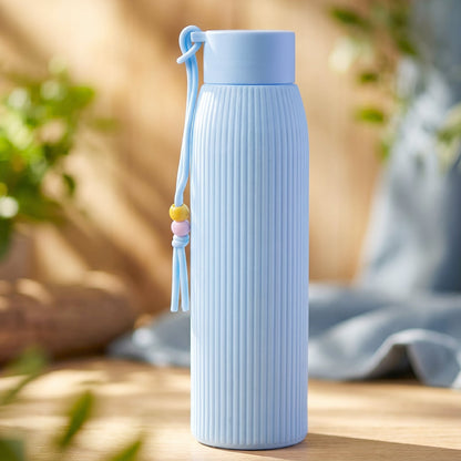 stylish blue glass drinking bottle