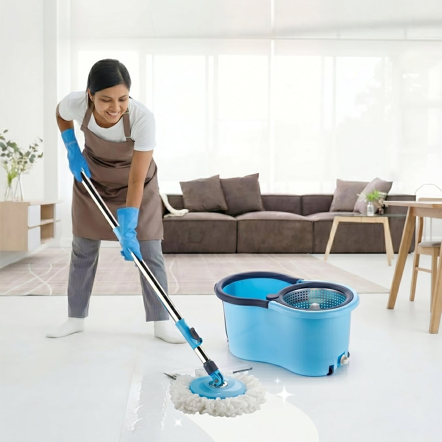  floor cleaning spin mop system with bucket set