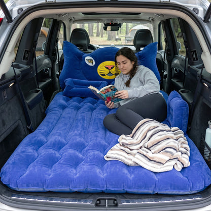 Inflatable Car Bed Set with Lion Head Pillow and Cushions for Comfortable Travel Sleeping (1 Set)