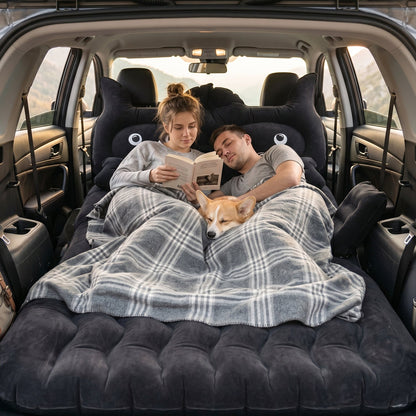 Cute Car Air Mattress Set with Black Cat Pillow for Comfortable Sleeping on the Go (1 Set)