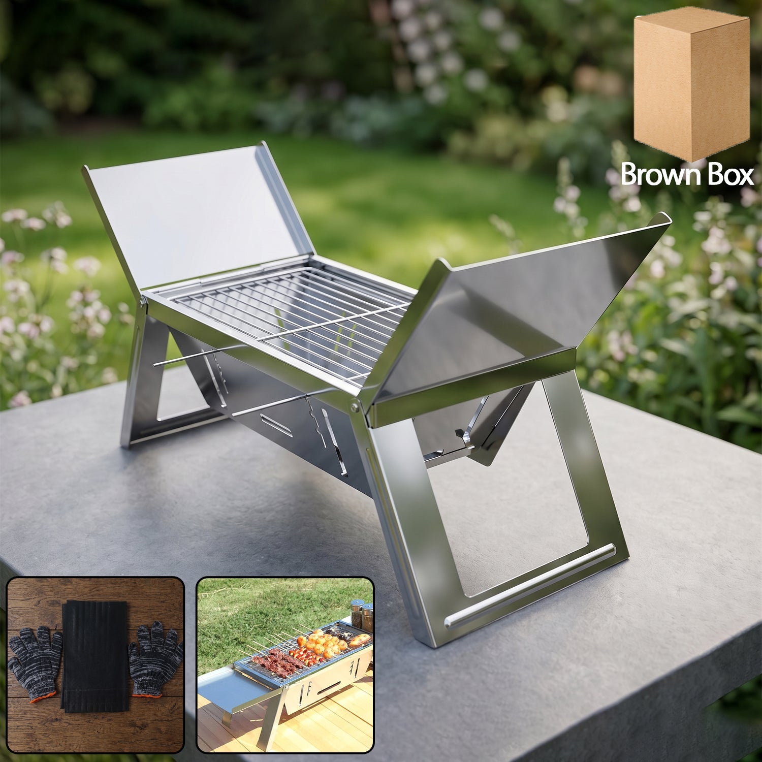 steel foldable barbecue grill