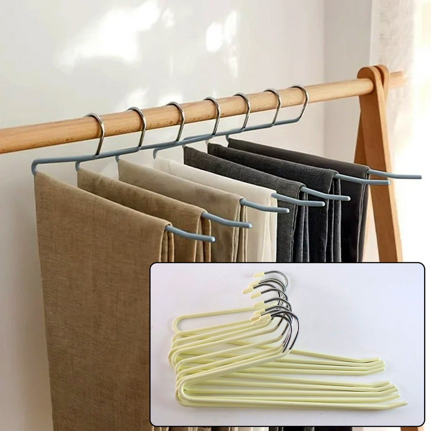 stainless steel Hangers with Silicone Cover Chrome Hook for Clothes (10 Pc / Set)