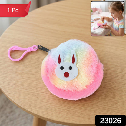 rainbow fur keychain purse