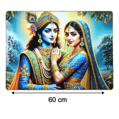 Elegant Radha Krishna Artistic Wall Frame (1 Pc, 60x45 Cm)
