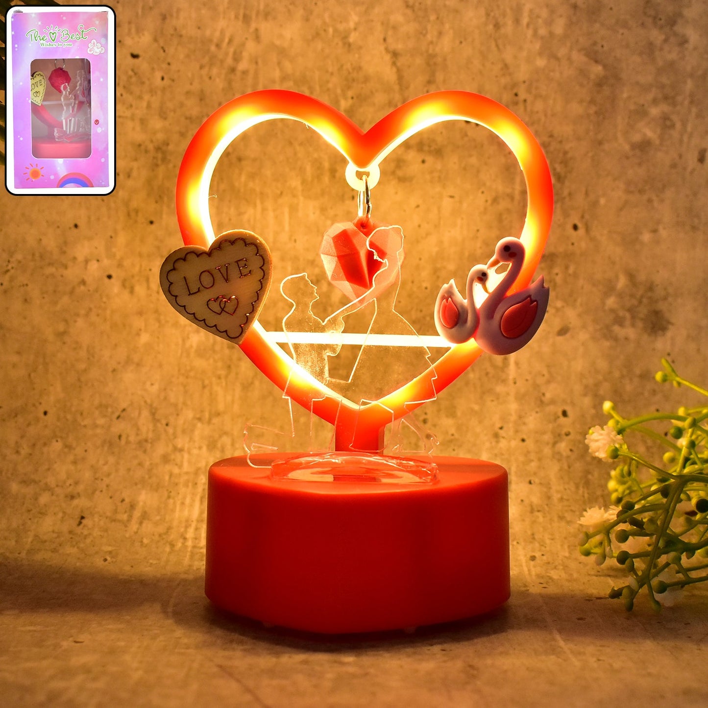 Heart-shaped decorative love showpiece with LED hanging heart romantic decor India