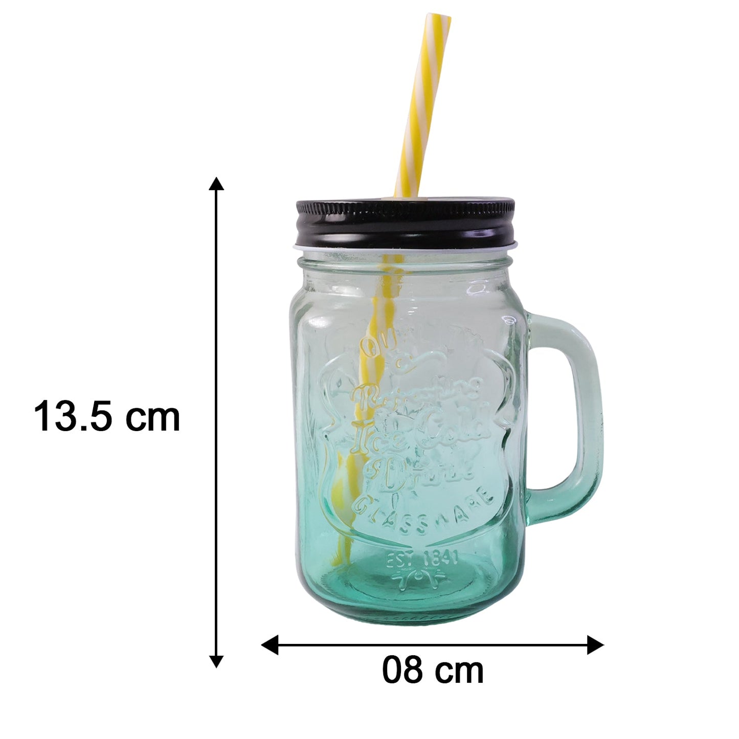 Drinking Cup / Glass / Mug Mason Jar with Handle & Straw