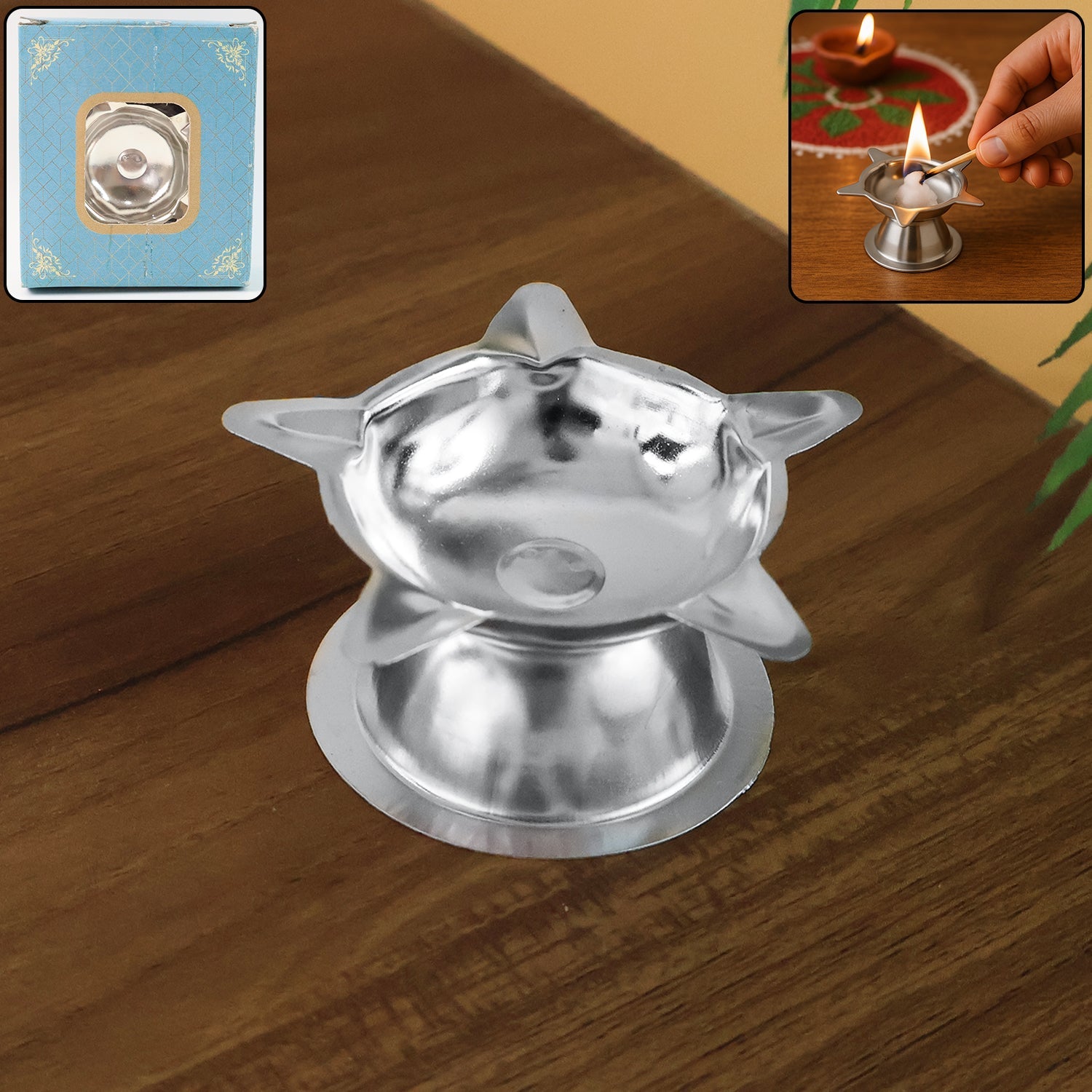 Lotus Design Stainless Steel Oil Lamp