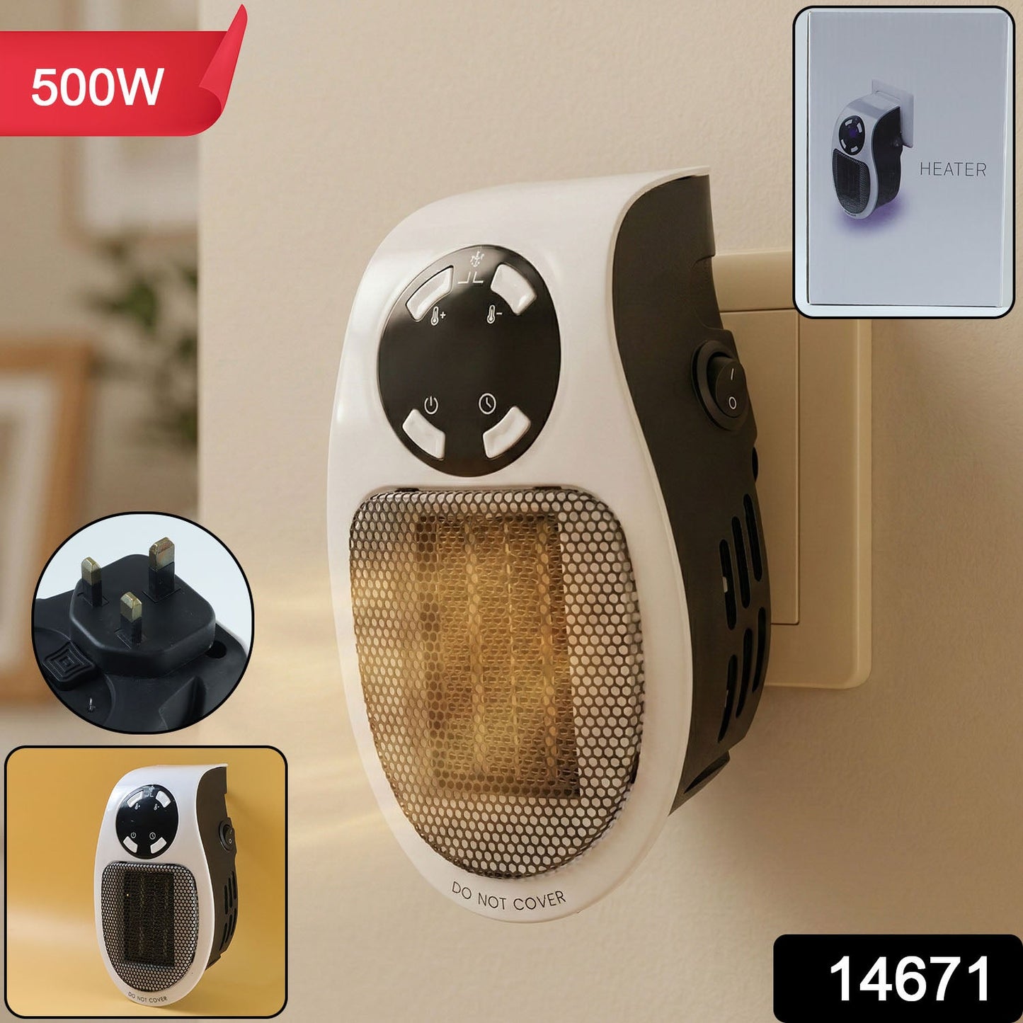 Compact wall plug heater