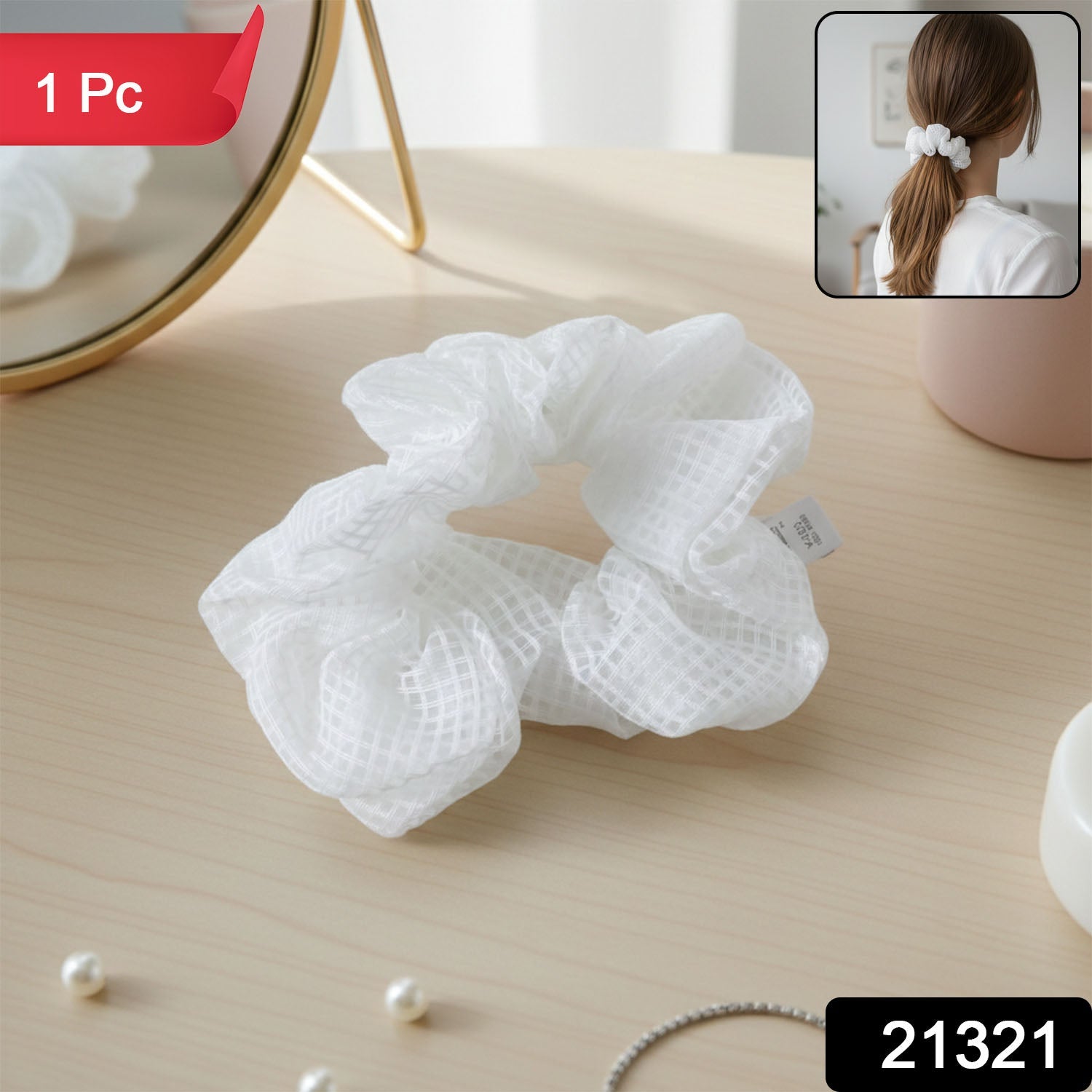 Stylish White Hair Scrunchie