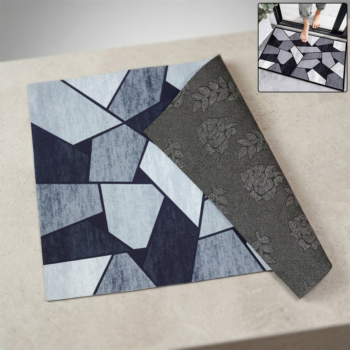 geometric anti slip door floor mat 90x60 cm