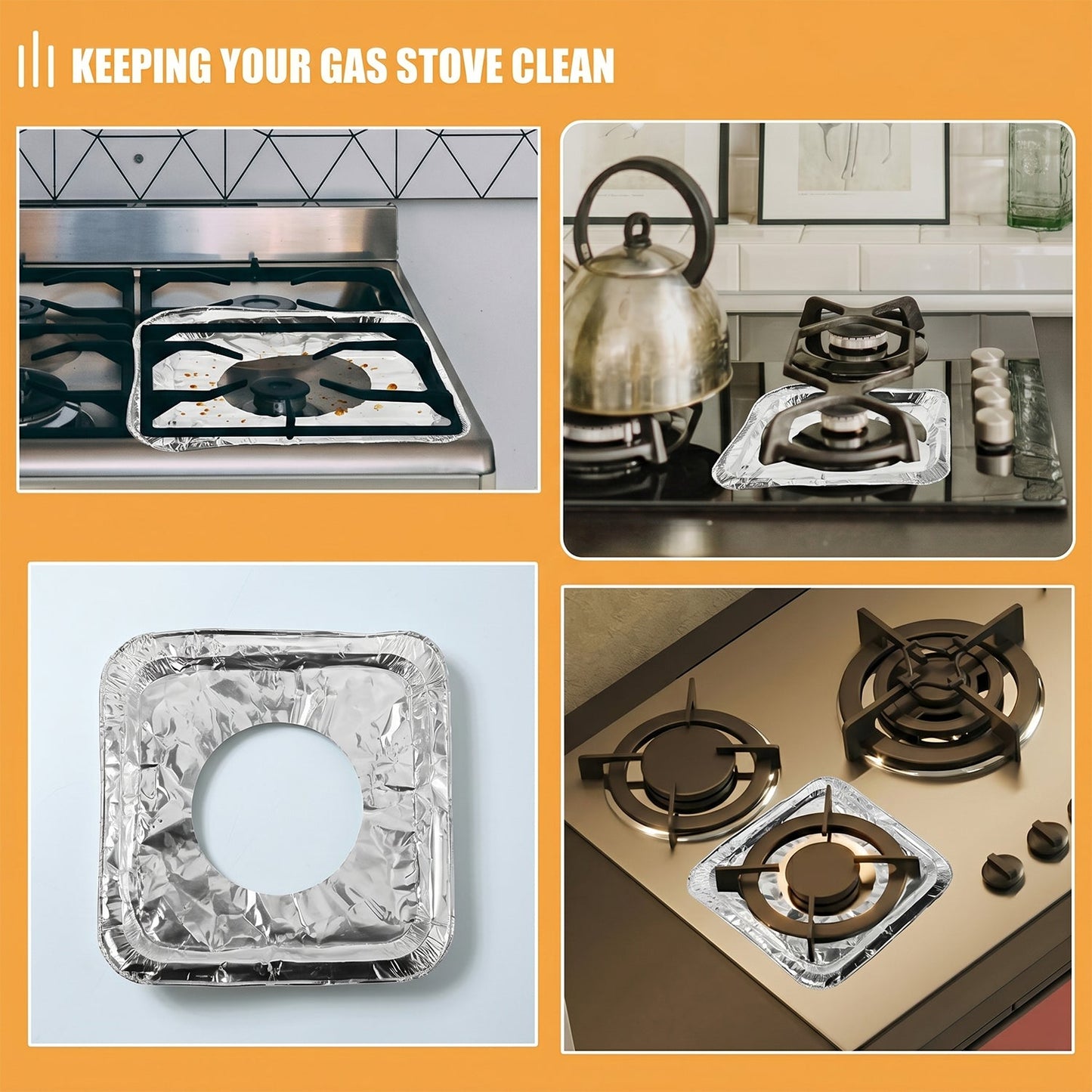 Aluminium Gas Stove Protector Covers (10 Pc, 23x23 cm)