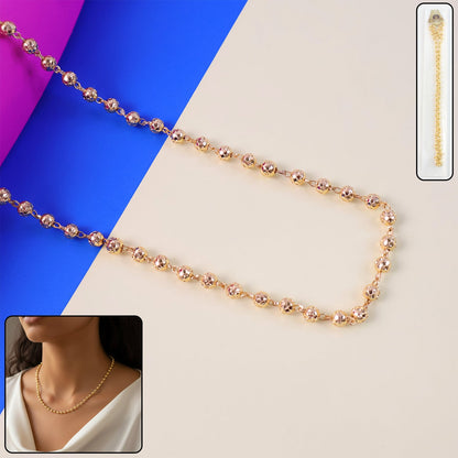 Golden ovel beaded chain necklace
