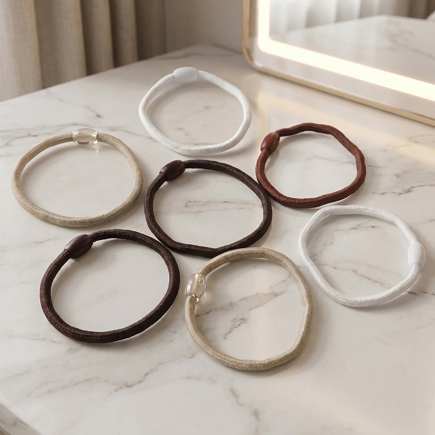 Soft Elastic Hair Rubber Bands Set (32 Pc Mix Color)