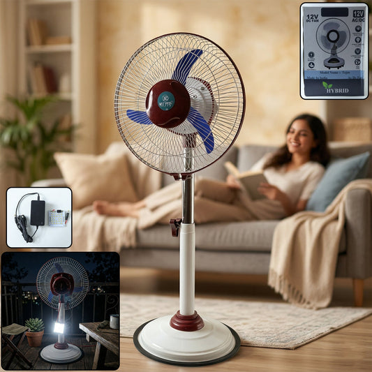 12v rechargeable pedestal fan with led light