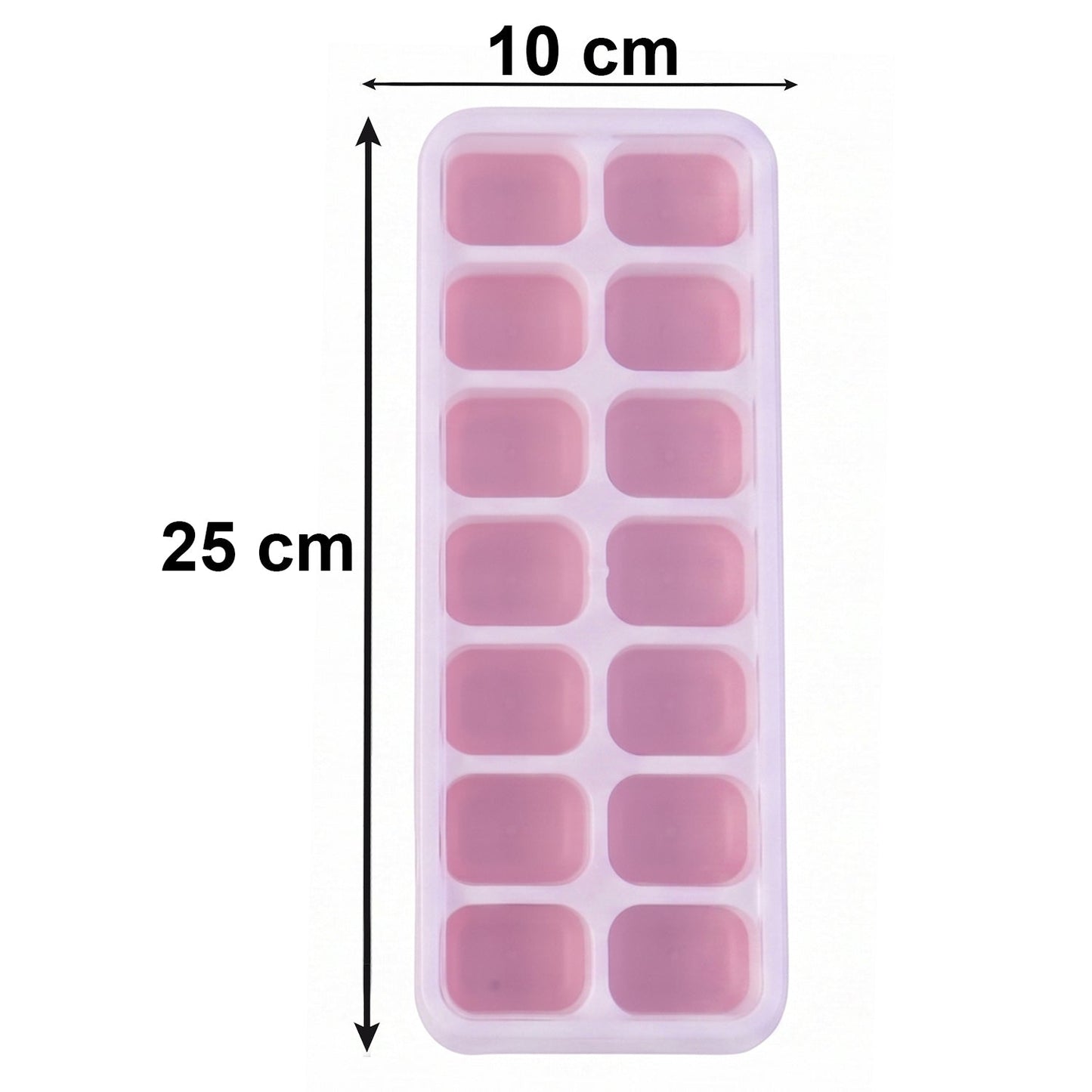 Multipurpose Plastic Ice Cube Tray With Lid (Pack of 2, 14 Grid Each)