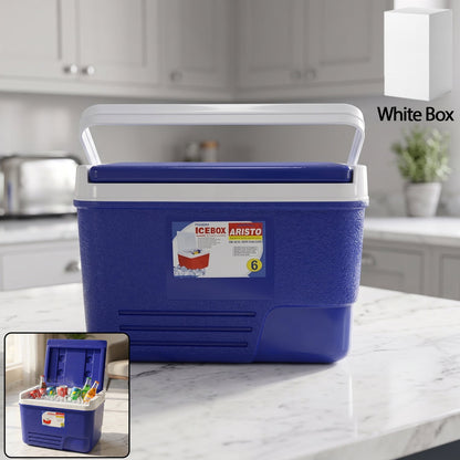 Portable Insulated Ice Cooler Box with Carry Handle (1 Pc, Blue / 6Ltr)