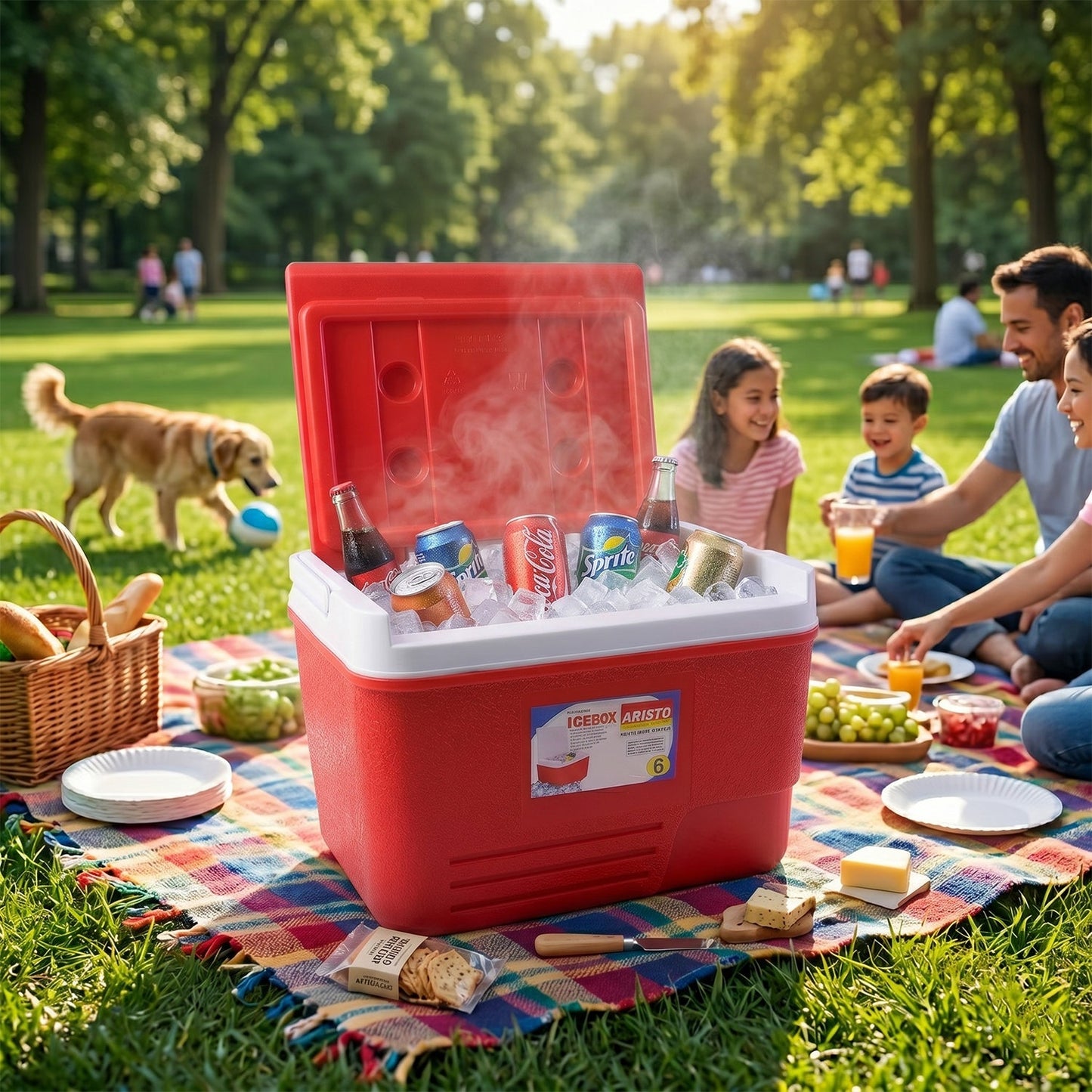 portable outdoor ice storage box red design