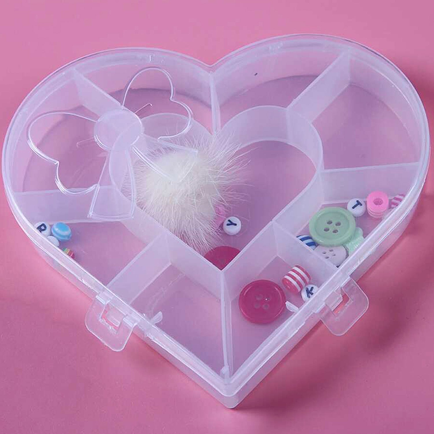 Heart-shaped plastic storage box side view India
