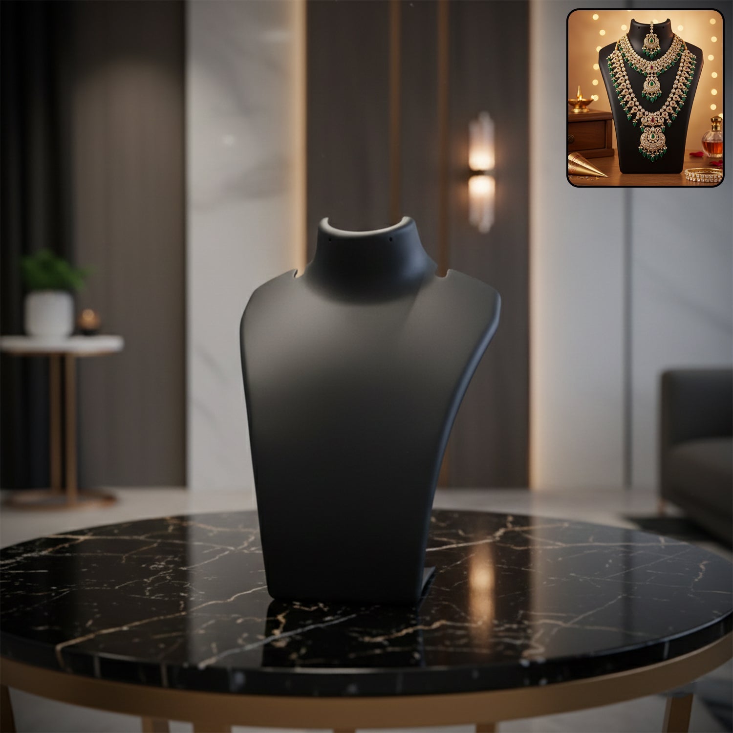 Premium black necklace display stand mannequin bust 15x11cm jewellery India