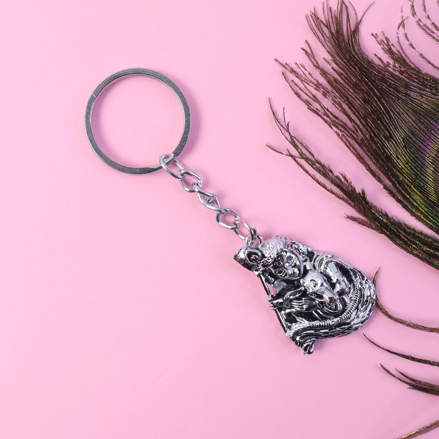 Premium Silver-Finish Metal Keychain (1 Pc)