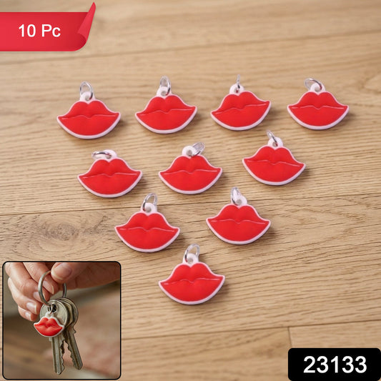 Cute Lips Shape Bag Charm Keychain Set (10 Pc)