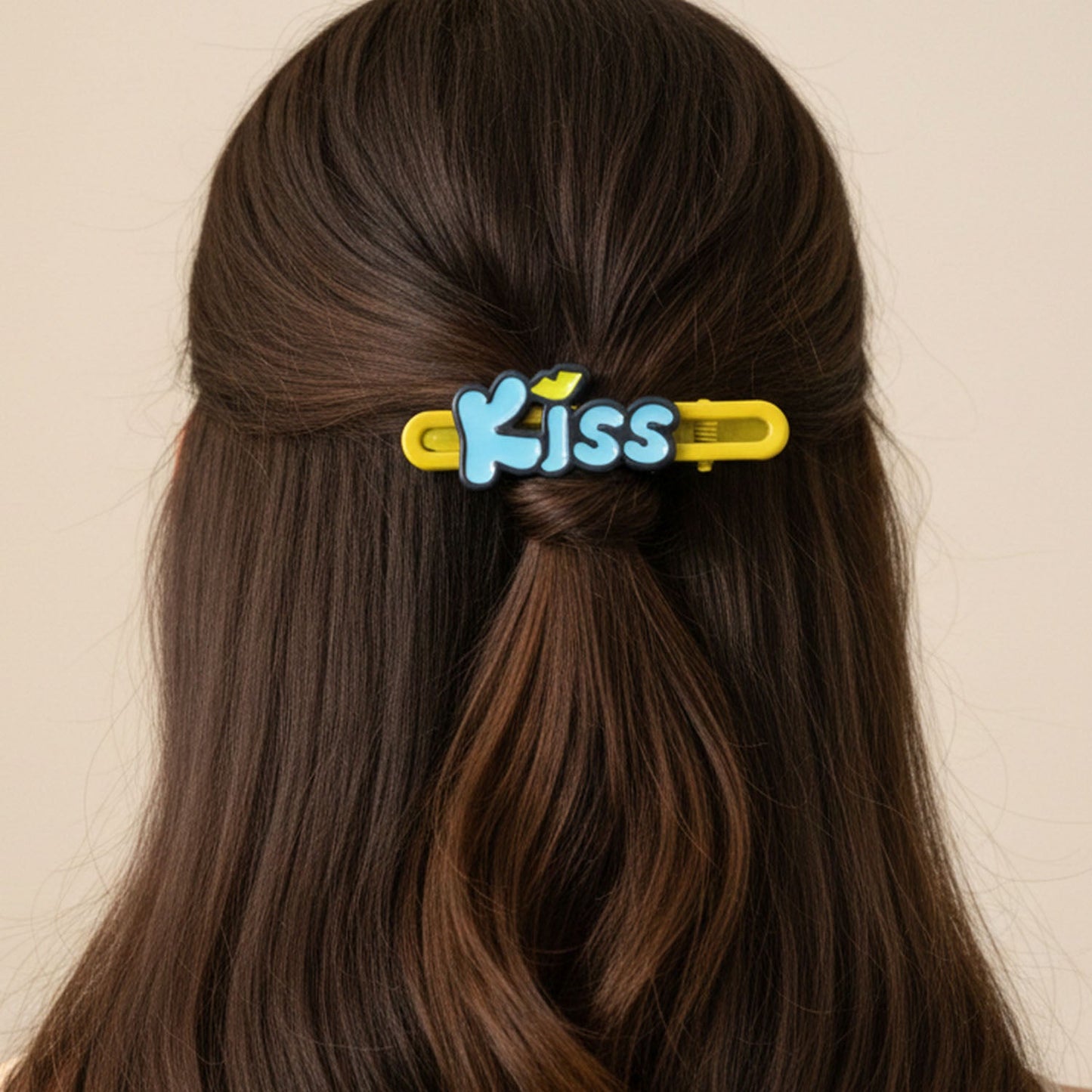 Cute “Kiss” Text Hair Clip Set (2 Pc)