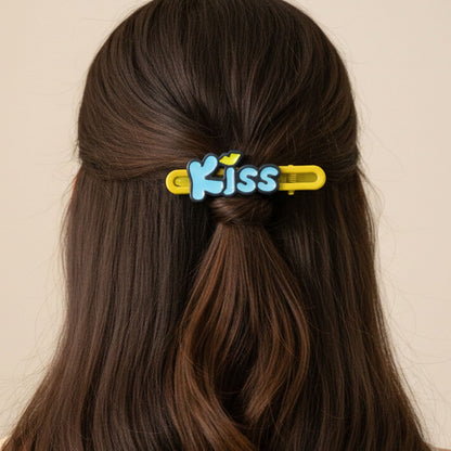 Cute “Kiss” Text Hair Clip Set (2 Pc)