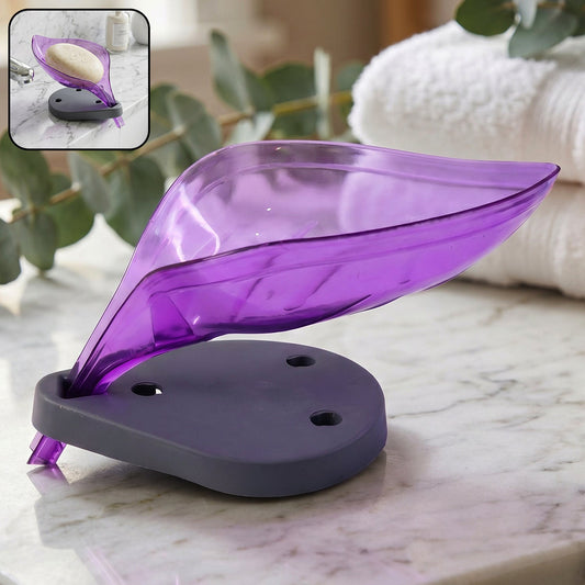 Leaf Shape Soap Tray Holder with Drain Design Bathroom Soap Stand Dish  (1 Pc)