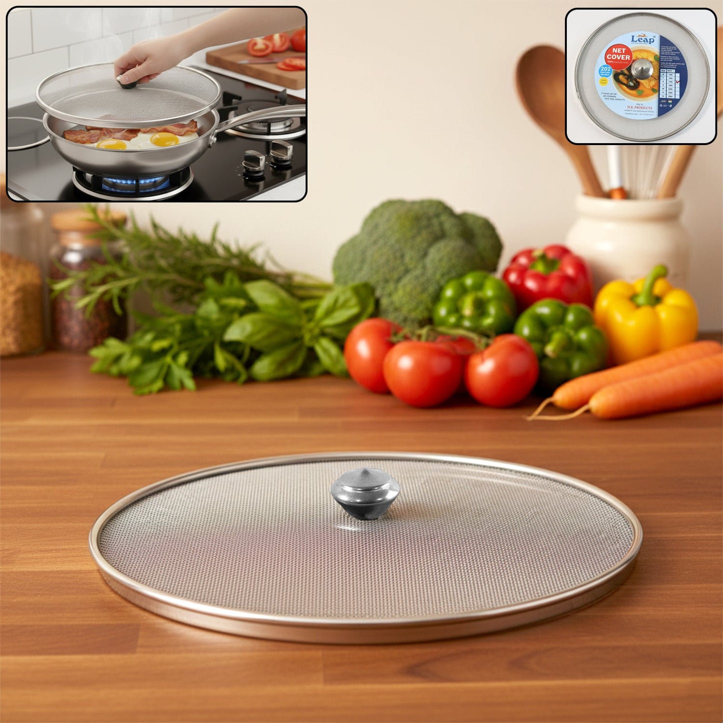 8-inch stainless steel mesh food cover for kitchen use