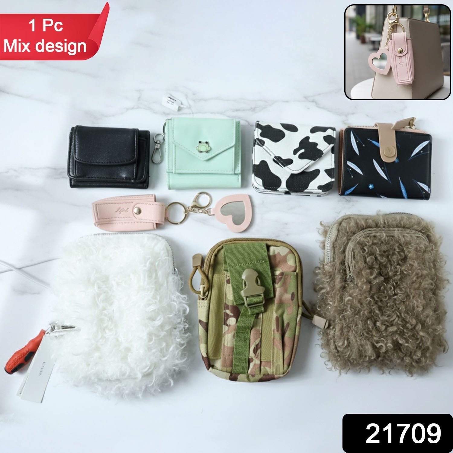 Compact card holder wallet with zipper