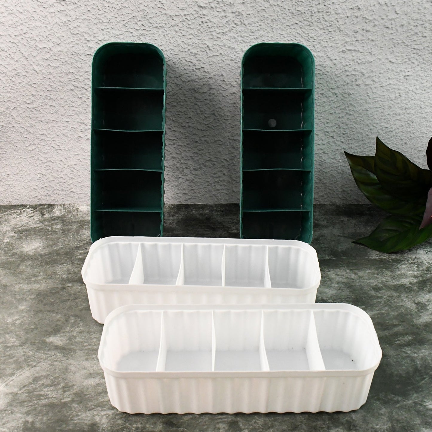 5 Compartments Socks / Handkerchief / Underwear Storage Boxes, Socks tray (pack of 4)