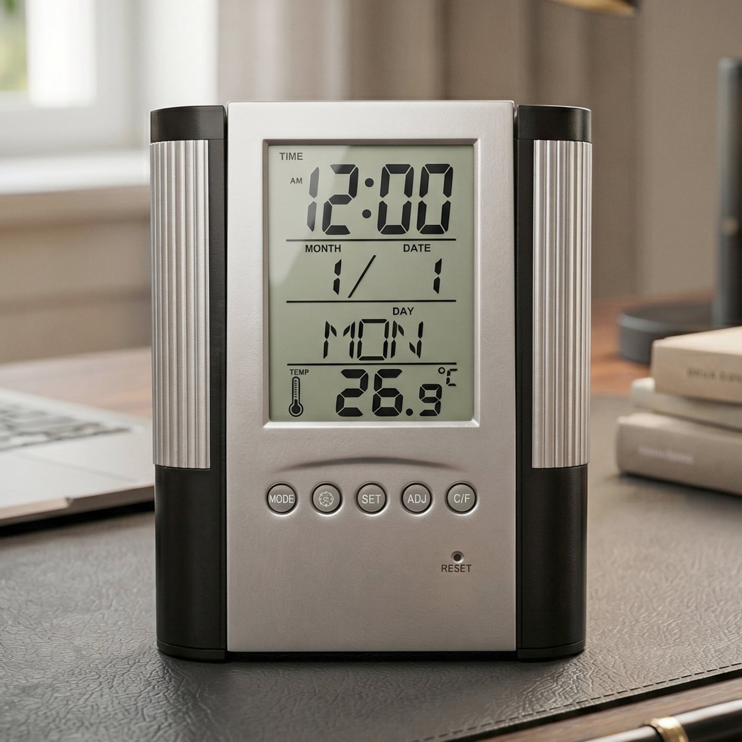 Multifunction Digital Calendar Desk Clock with Pen Holder (1 Pc)