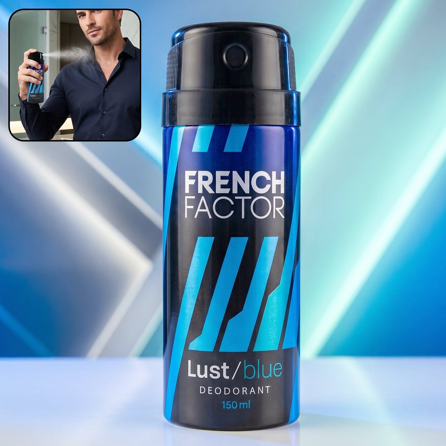 French Factor Lust Blue Deodorant Body Spray (1 Pc, 150 ML)