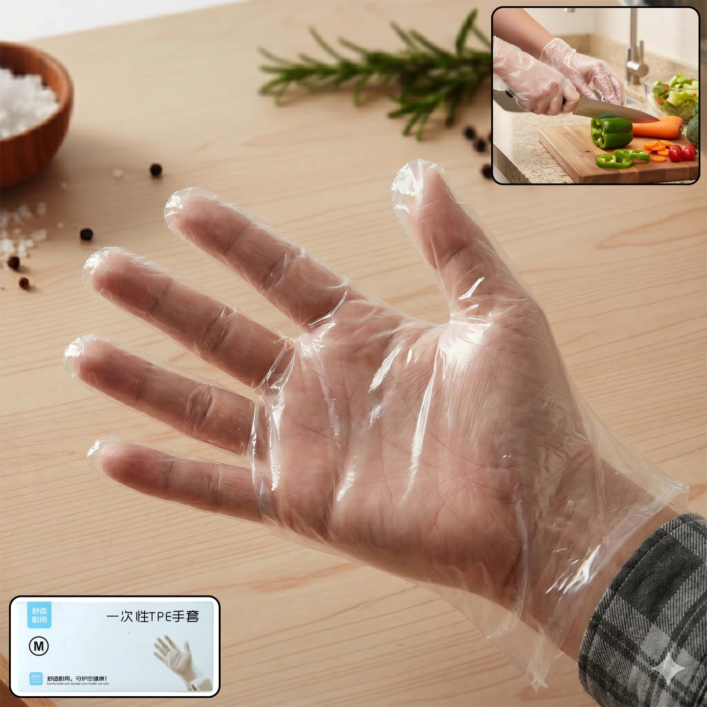 Disposable Clear Plastic Gloves (100  Pc, Medium)