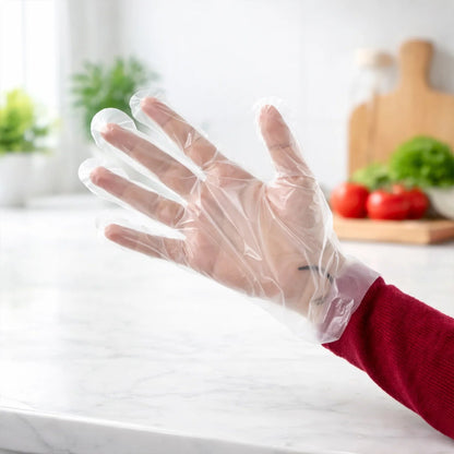 Disposable Plastic Gloves (100 Pc, Large)