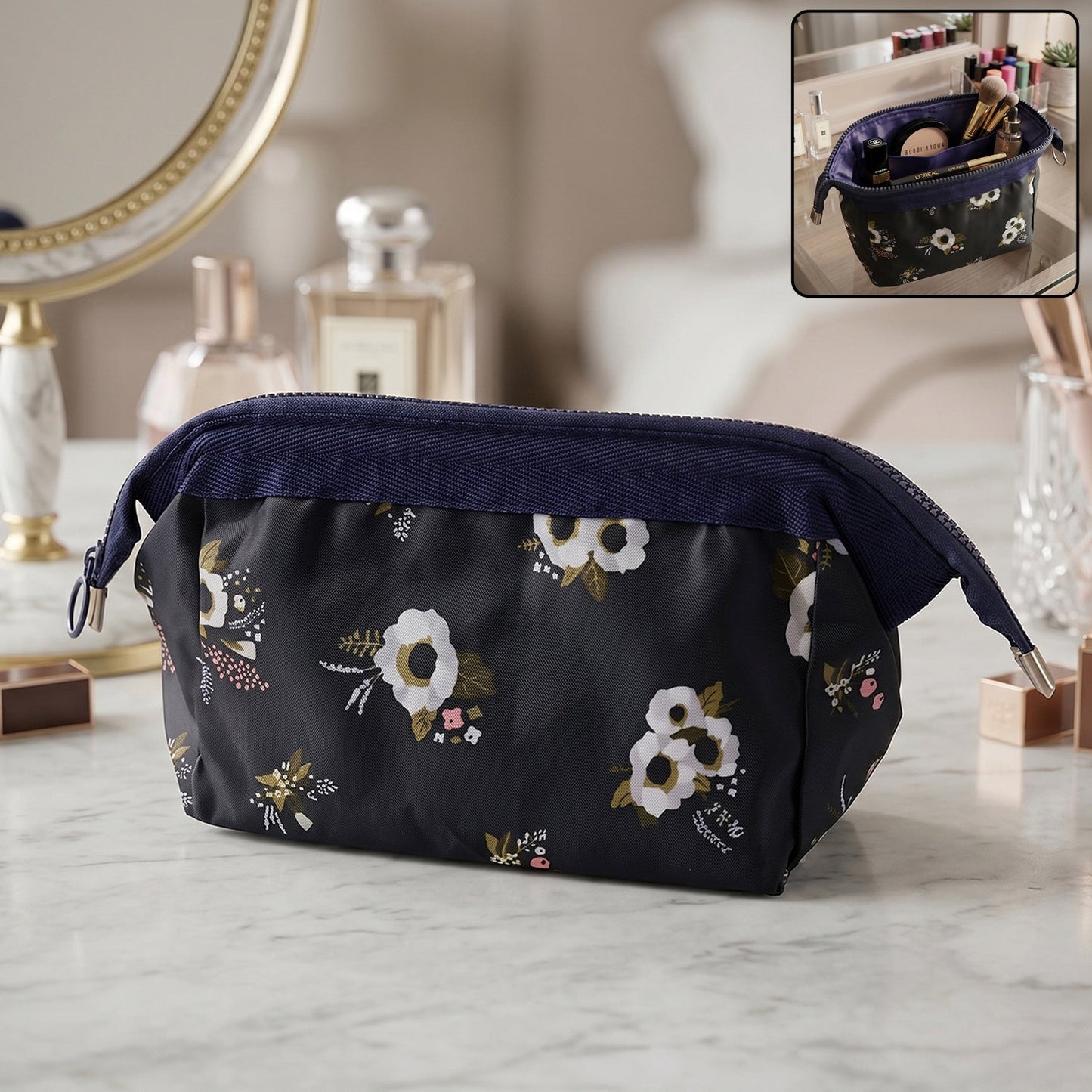 Stylish Multipurpose Cosmetic Storage Pouch Bag (1  Pc, 18x12 Cm)