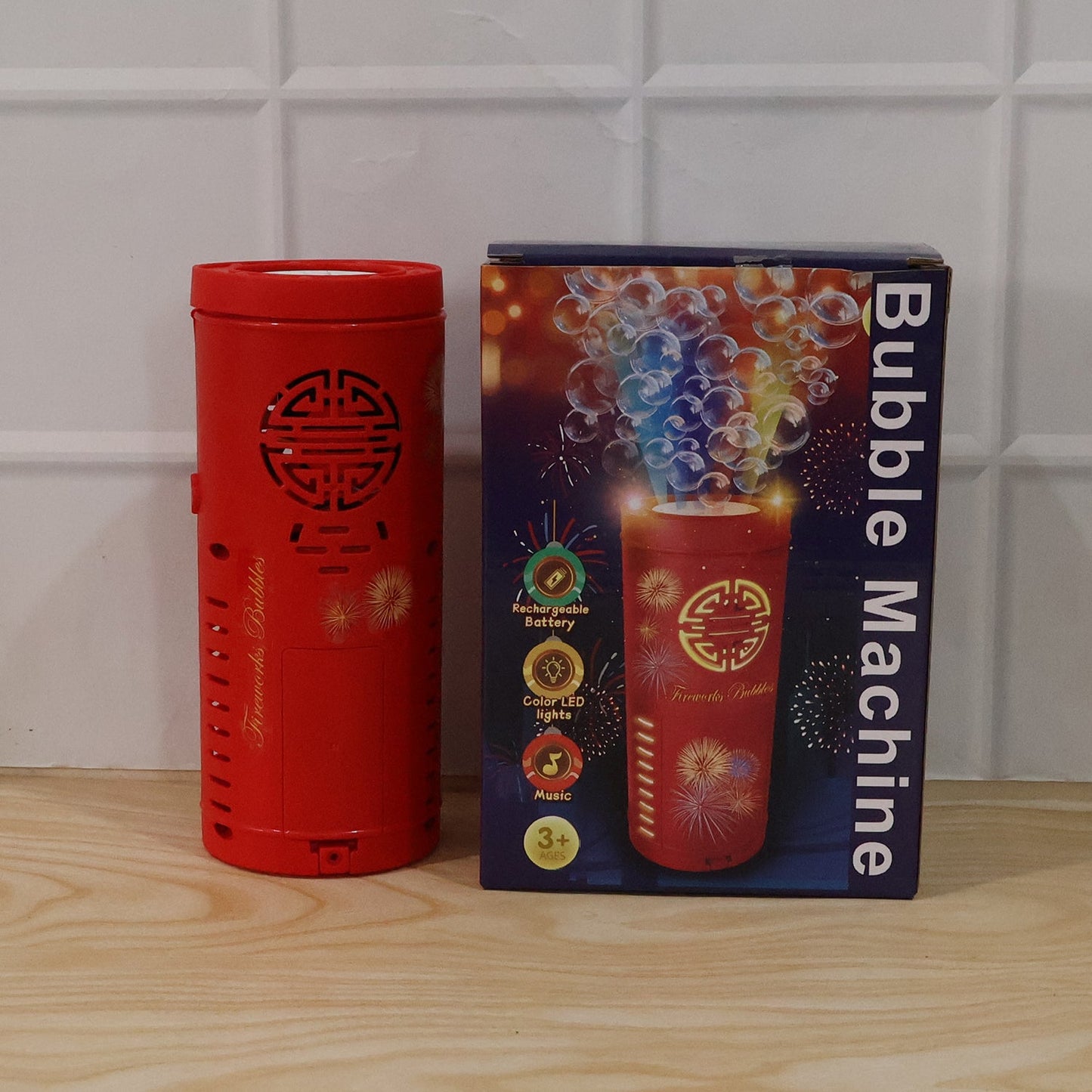 Automatic Bubble Machine Toy with LED Light Effects (1 Set)
