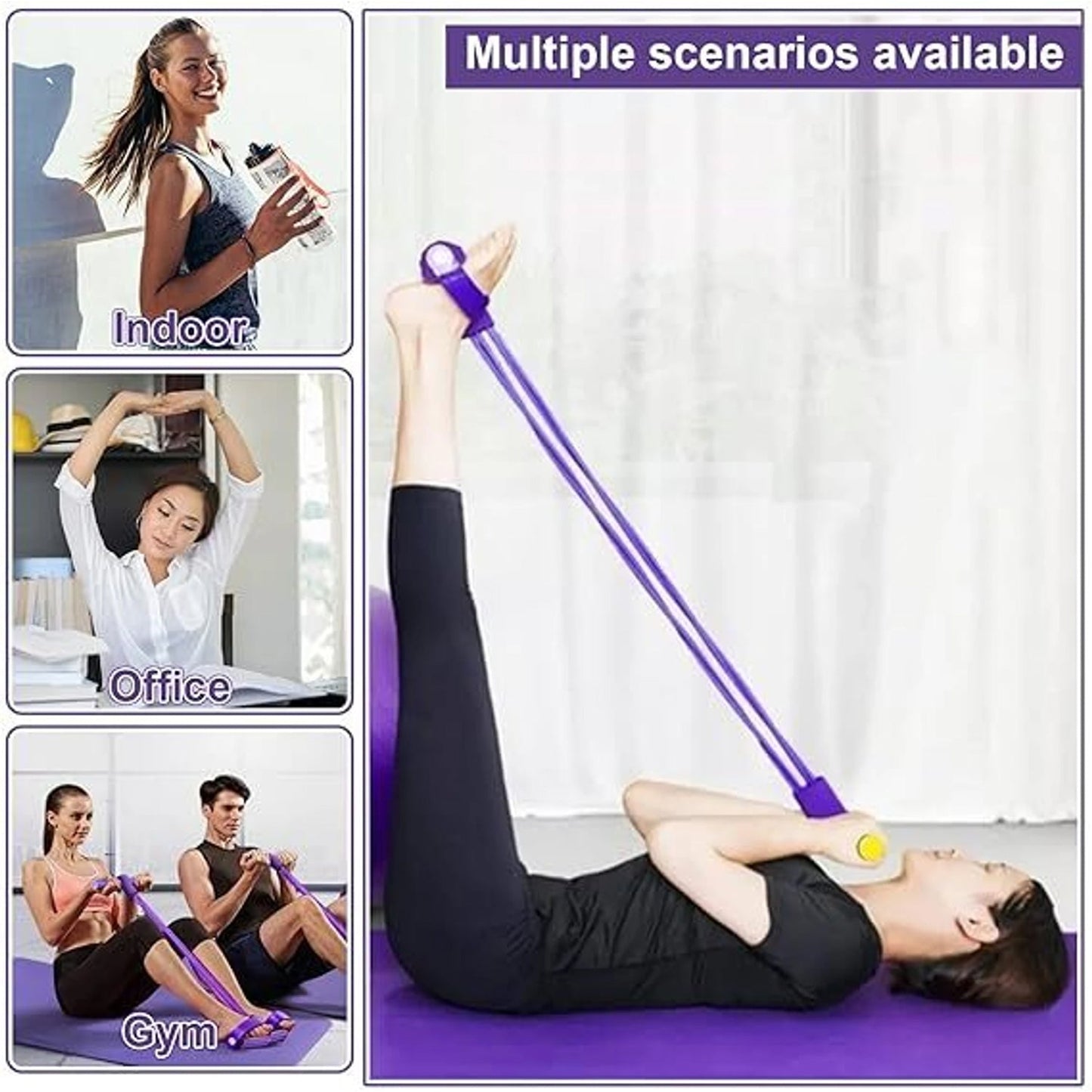Portable Pull Rope Resistance Exerciser with Foot Pedal Support (1 Pc)
