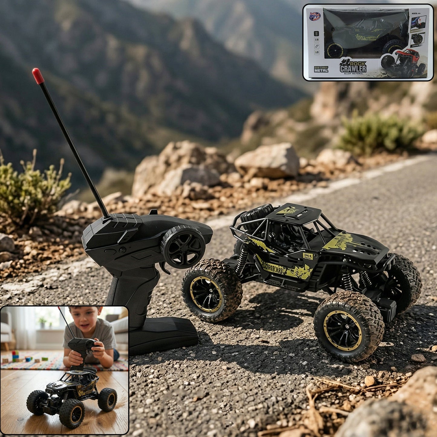 Rock Crawler Monster RC Truck – Remote Battery Not Included