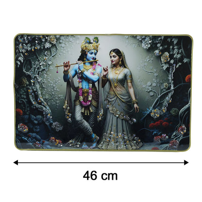 Divine Radha Krishna Flute Art Wall Frame (1 Pc, 45x30 Cm)