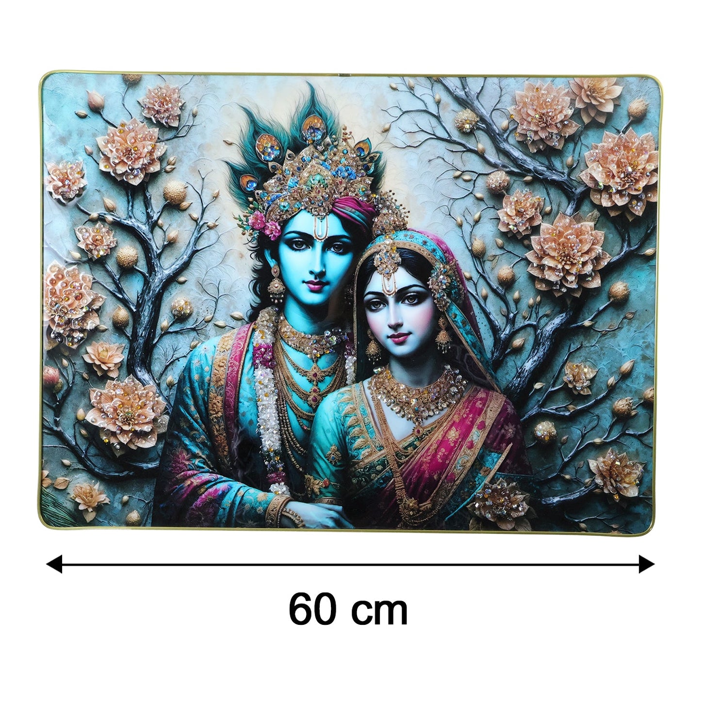 Premium Radha Krishna Decorative Wall Frame (1 Pc, 60x45 Cm)