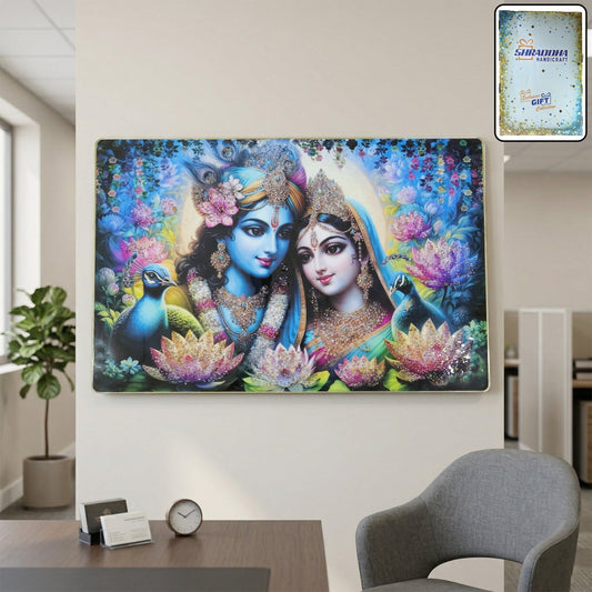 Premium Radha Krishna Decorative Wall Frame Painting (1 Pc, 89x58 Cm)