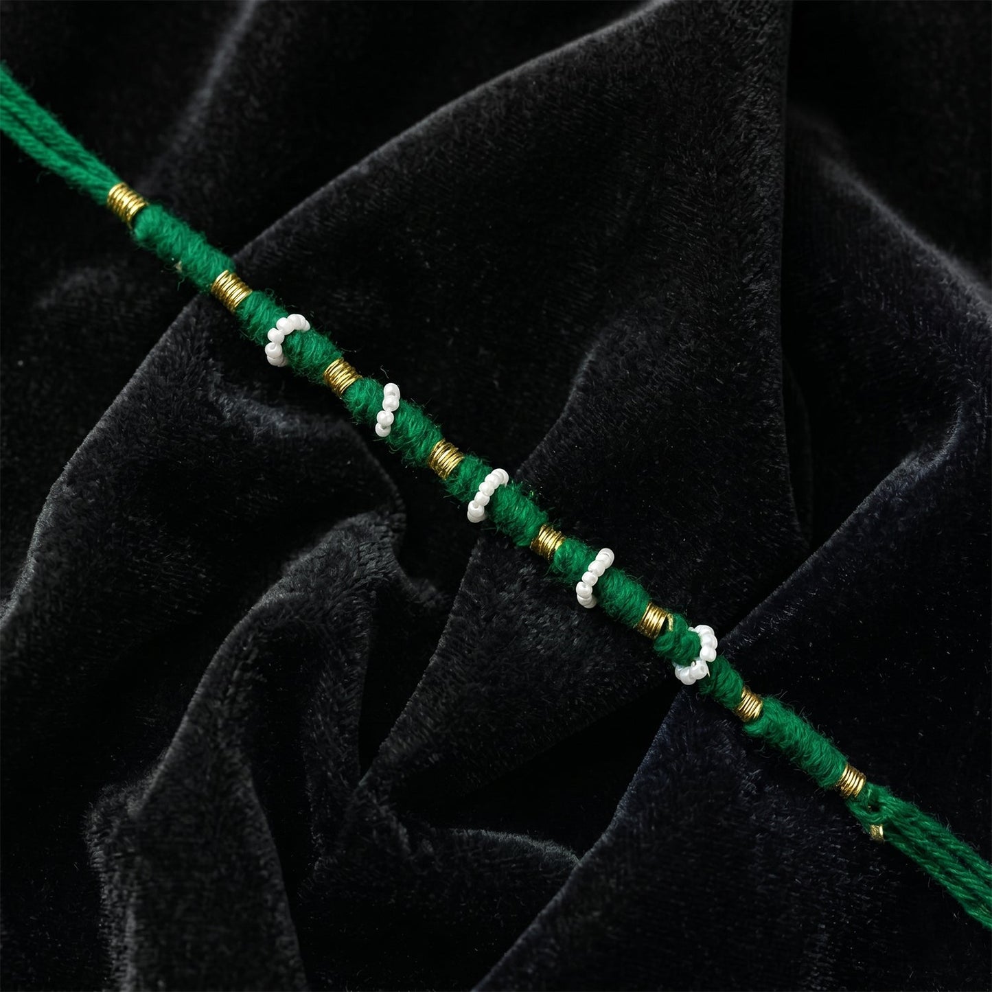 Traditional Green Pearl Beaded Rakhi (1 Pc, Mix Color)