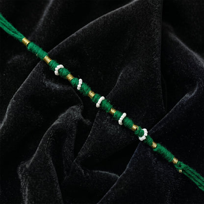 Traditional Green Pearl Beaded Rakhi (1 Pc, Mix Color)