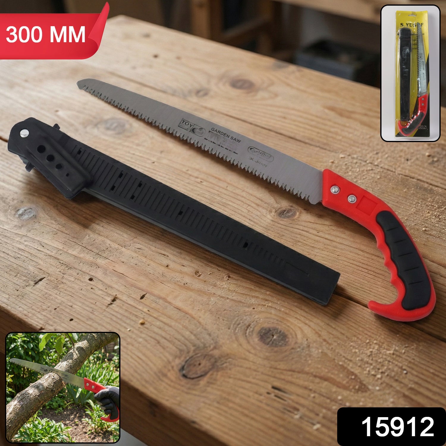 Manual wood cutting saw with ergonomic handle